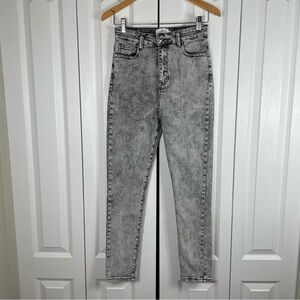 Chipre High Rise Skinny Jeans Women’s 27 Black Gray Acid Wash Flattering Stretch